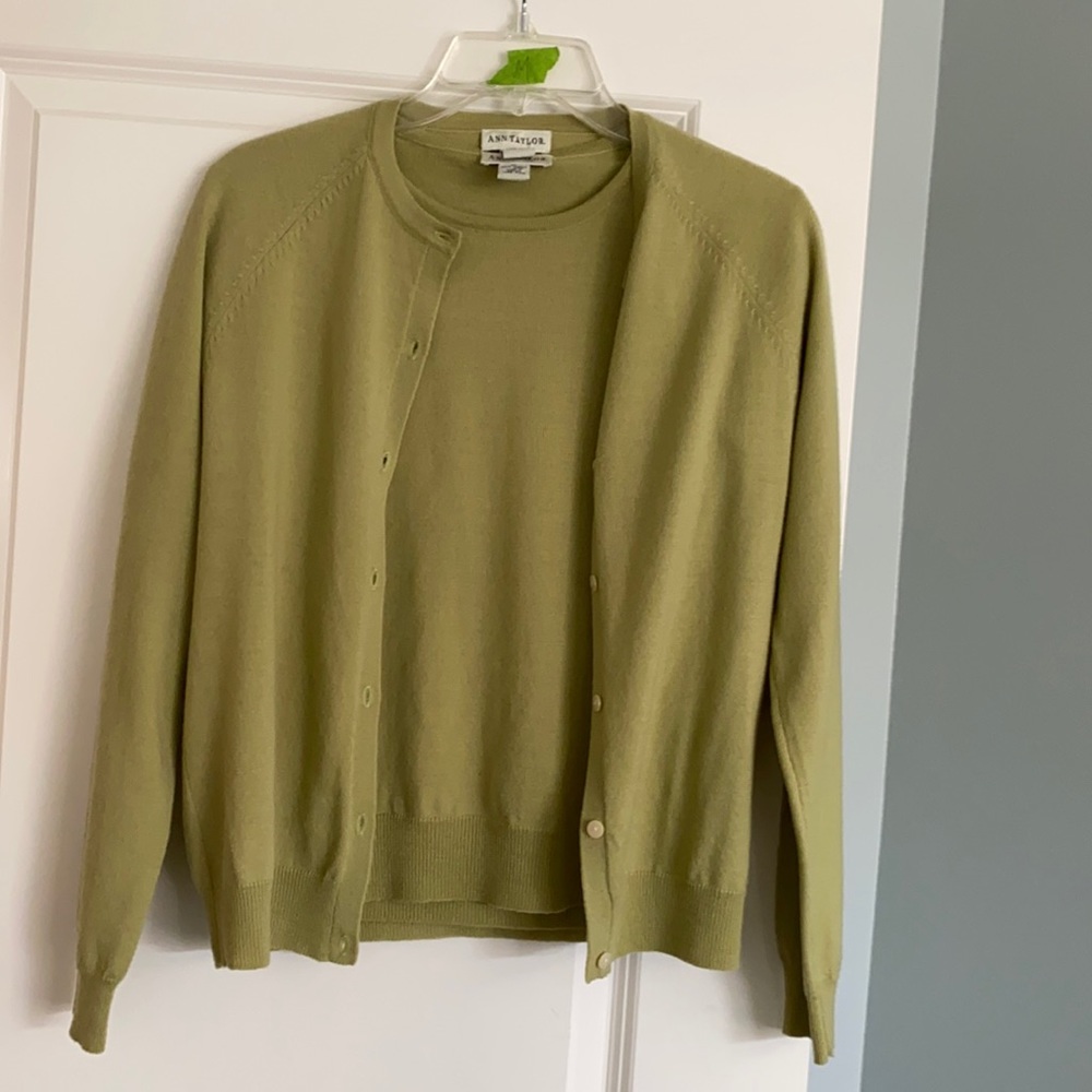 Short sleeve sweater with long sleeve cardigan